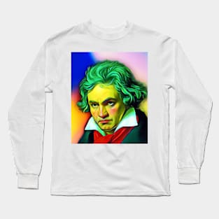 Ludwig van Beethoven Colourful Portrait | Ludwig van Beethoven Artwork 6 Long Sleeve T-Shirt